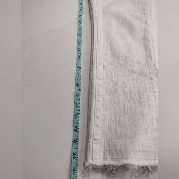 Pilcro and the Letterpress High Rise Flare White Jeans Denim Size 27 Fray Hem - Picture 13 of 13